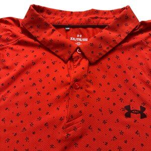 Under Armour Polo Shirt Mens 2XL Short Sleeve ISO Chill Stretch Geometric Red